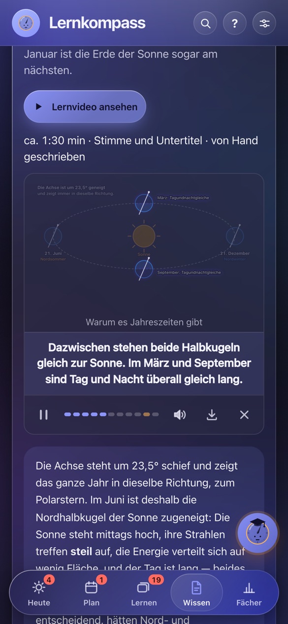 Lernfilm zur Frage, warum es Jahreszeiten gibt